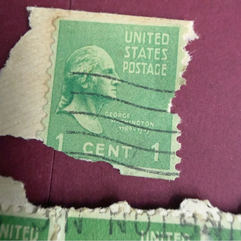 George Washington 1 One Cent Stamp 1789-1797 Green (6 Attached ) as shown - Picture 4 of 7